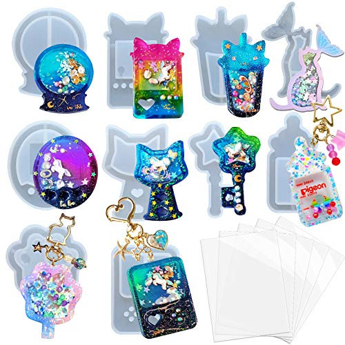 musykrafties Harz Shaker Formen Set Spiel Konsolen, Flasche, Cat´S Pfote, Kristallkugel 9 Silikon Tabletts mit 5 Dichtung Films