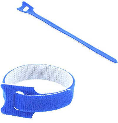 AIXONTEC 10 x Klettband Blau 20cm Klett Kabelbinder 20 mm breit Kabelmanager Cable tie Management bunt Wiederverwendbar Klettverschluss – Polyester reißfestem Nylon
