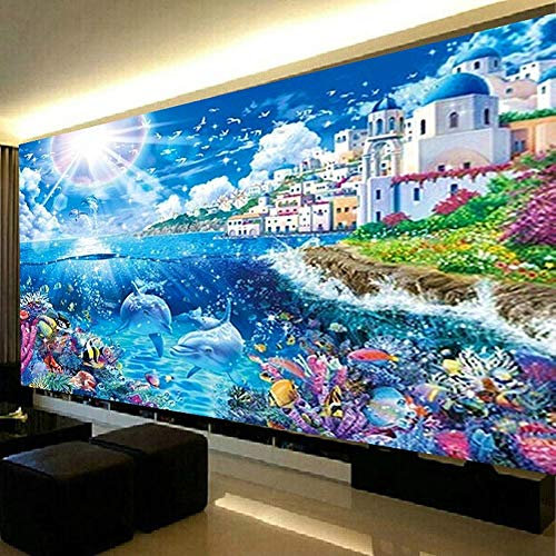 Nicole Knupfer DIY 5D Diamant Malerei Unterwasserwelt, Diamond Painting Delfin Full Kristall Strass Stickerei Bilder Wohnzimmer Dekor Wand Aufkleber (120 * 70cm)