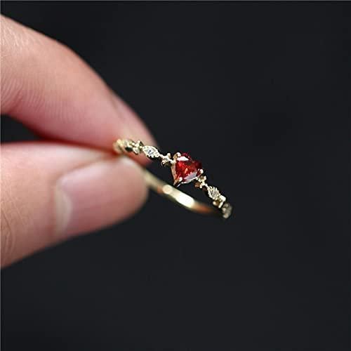 DJMJHG 925 Sterling Silber Überzug 14k Gold Einfache Rubin Liebe Ring Frauen Mode Ring Party Schmuck Verlobungsgeschenk 8 Gold