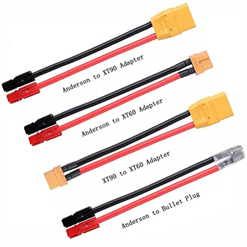Ebike Battery Cable Anderson to XT60 Adapter Converter Extension Adapter-BBS03B Male Cable Connect to Battery Electric Bicycle Conversion for Bafang Mid Drive Motor -12AWG Silicone Wire(1Pcs)