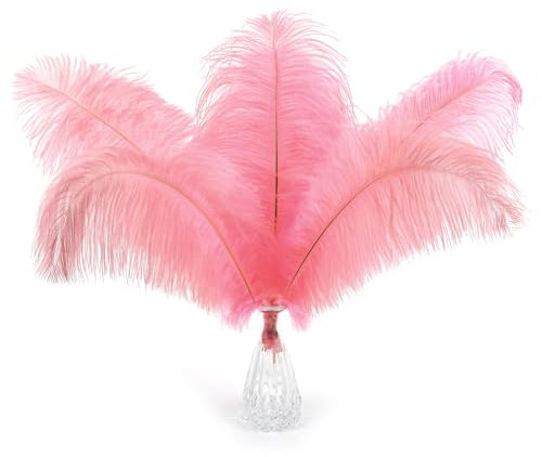 10 Pcs Ostrich Feathers, 10-12inch (25-30cm) Natural Ostrich Plumas Decorativas Ornament, Animal Plume for DIY Crafts Table Vase Home Wedding Holiday Decoration (Pink)