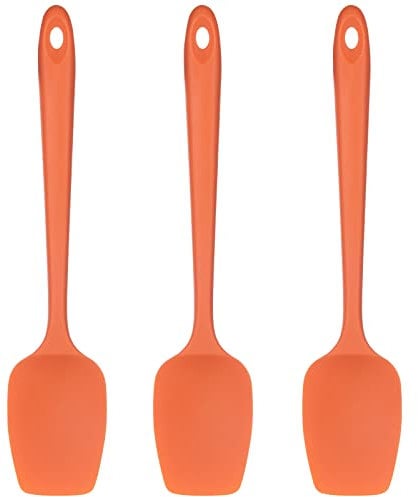 Espátulas de Cuchara de Silicona: U-Taste 315℃ Resistente al Calor Lengua Raspador de Goma Flexible y Libre de BPA, Juego de 3 Utensilios de Cocina para Hornear y Mezclar (Naranja)