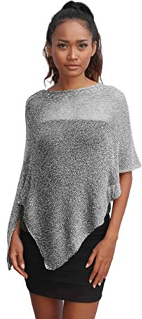 creazioni unique Poncho Coprispalle da Donna Elegante da Cerimonia o Sera - Poncho Donna in Rete di Viscosa Termica con Essenza di Fiore di Ciliegio (Sale e Pepe)