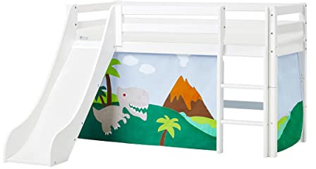 Hoppekids ECO Dream Hochbett mit Rutsche | 70x160 | Dino-Thema | Mit passende Matratze | Das Nordische Umweltzeichen | FSC®-zertifiziertes massives Kiefernholz | Entworfen in Dänemark