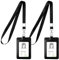Vicloon Porta Badge Pelle, 2Pcs Porta Badge da Collo, Tesserino Verticale con cordini in Nylon da 45,7 cm, Pass Identificazione per Ufficio, Scuola, Patente di Guida