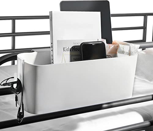 Generic Hanging Bed Organiser, Bedside Table with Hooks, Heavy Duty Bedside Organiser, Bedside Shelf for Bunk Bed in Dormitory, Bedside Holder for Phone Glasses Bottle