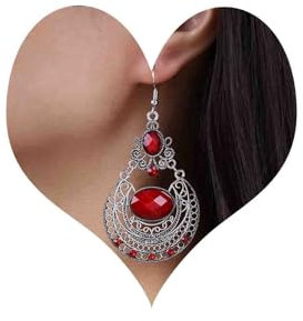 Atentuyi Pendientes Boho Turquesa y Zafiro - Colgantes Cristal Azul Filigrana Gitana, Estilo Vintage Tribal India Retro