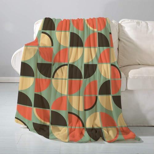 SHAARI Kuscheldecke flauschigsuper weich Flanell Wohndecke,Buntes Jahrhundert Retro Vintage aus den 60er Jahren Mid Modern Pattern FiftiTagesdecke, Sofadecke & Überwurf Decke Sofa & Couch130x150cm