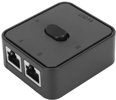 ciciglow Conmutador de Red Gigabit de 2 Puertos, 1000Mbps 2 Entradas 1 Salida, 1 Entrada 2 Salidas Conector de Expansión del Interruptor Selector Divisor RJ45 para Cat 6