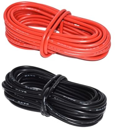 Soft Silicone Cable 4 6 8 10 12 14 16 Awg High Temperature Flexible Copper Battery Cable Inverter Wires (Color : Red Black, Size : 50M_4 AWG - 25MM2)