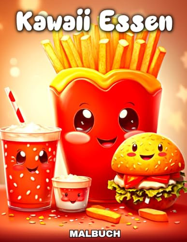 Kawaii Essen Malbuch: Kawaii Ausmalbilder mit niedlichen Lebensmitteln, Fast Food und Süßigkeiten für Kinder und Erwachsene