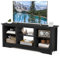 COSTWAY TV Stand for TVs up to 65 Inch, Wooden TV Cabinet Media Entertainment Center with Adjustable Shelves, 147cm Living Room Bedroom TV Unit Console Table for 18 Electric Fireplace (Black)