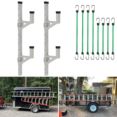 OUTPRIZE Aluminium-Seitenmontage, Anhängerleiter, leicht, rostfrei, verstellbar, für offene und geschlossene Anhänger-Außenseitenwand, 136 kg Tragkraft, 2 Leitern