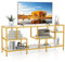 COSTWAY Meuble TV Verre, Meuble Télé pour 65 Pouces, Table Console avec 4 Etagères, Grand Plateau, Meuble Console Entrée Moderne pour Salon, Chambre, Doré