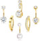 agogue 6 Stück Bauchnabelpiercing Gold, Mode Bauchnabelpiercing Chirurgenstahl, Belly Piercing Ring Reverse Curved Piercing Bauchnabel, Bauchnabel Geeignet für Damen Bauchnabel Set