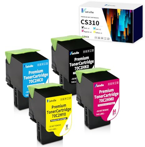 Vintella CS310 Toner kompatibel mit Lexmark CS310n CS310dn CS410n CS410dn CS410dtn CS510de CS510dte Drucker 70C2HK0 70C2HC0 70C2HM0 70C2HY0 (4000 Seiten BK, 3000 Seiten CMY)