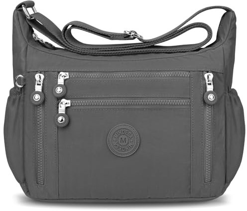 LUROON Damen Mittelgroß Wasserdicht Nylon Umhängetasche mit Verstellbarem Breitem Schultergurt Leichte Schultertasche Casual Crossbody Bag Groß für Einkaufen, Reisen