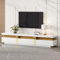 LINKHOO Meuble TV, Aspect marbre, Commode TV, Rois tiroirs et 1 Gestion des câbles, pour téléviseurs jusqu'à 90 Pouces, 200 x 40 x 42 cm,Blanc