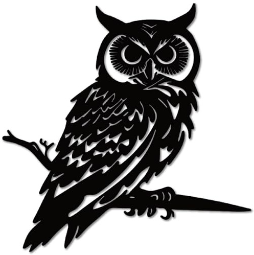 CREATCABIN Owl Metal Yard Art Bird Garden Statues Outdoor Iron Owl Tree Stake Black Decorative Wild Animal Black Silhouette Wall Ornaments Yard Art Insert for Outdoor Fence Farm Lawn Patio 11.8x11.8in