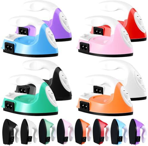 Zhehao 8 Pack Small Craft Iron Portable Handy Mini Heat Transfer Machine with Charging Base Accessories for DIY Clothes Beads Patch Bag Hat Vinyl Projects