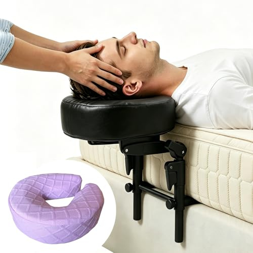 CENHIYY Massage Kopfstütze für Bett mit 2 Kissenbezügen, 180° Verstellbare Gesichtsauflage für Matratzen, Tragbare Massage Kopfauflage für Kosmetikstudio, Home, Spa