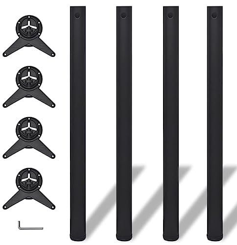 vidaXL Lot de 4 Pieds de Remplacement de Table Noir à Hauteur réglable 870 mm