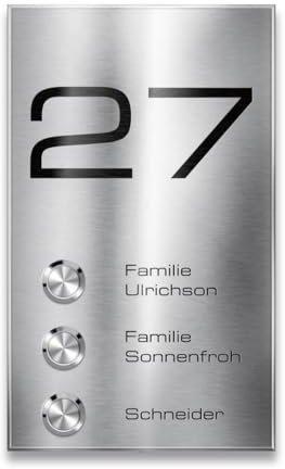 Metzler Mehrfamilien Funkklingel Edelstahl - hohe Reichweite - Aufputz-Montage - witterungsbeständig - inkl. Gravur Name + Hausnummer - Maße: 120 x 200 mm