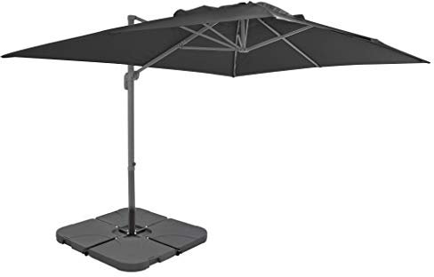 vidaXL Sonnenschirm mit Schirmständer UV-Schutz Gartenschirm Ampelschirm Terrassenschirm Marktschirm Strandschirm Schirm Alu 4x3x2,68m Anthrazit