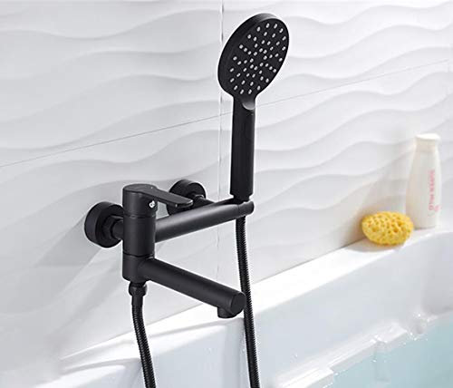 Badewannenarmaturen Bad Duschset Einhebelmischer Messing in Schwarz Duschset Wannenmischer mit Handbrause
