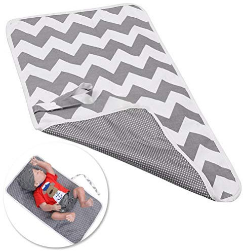 Nappy Changing Mat, Foldable Diaper Pad Waterproof Travel Changing Mat with Gray Waves for Home Travel Outside(60 * 35 cm /23.62 * 13.77 in)