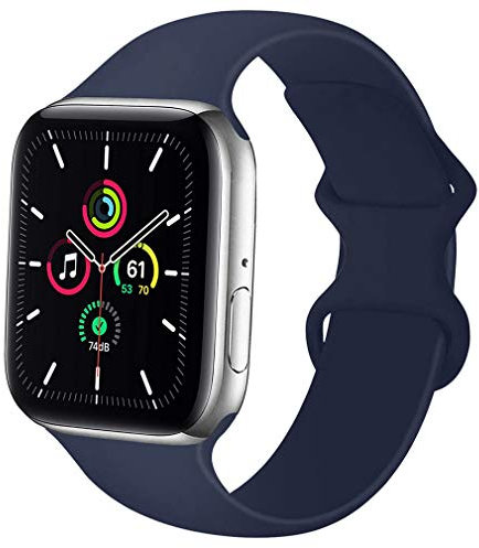 Lerxiuer Smartwatch Correa 38mm 40mm 42mm 44mm 41mm 45mm Silicona Suave Reemplazo Banda Compatible con Apple Watch Serie 7/Serie 6/Serie 5/Serie 4/Serie 3/SE Strap,38/40/41mm-S/M Azul Medianoche