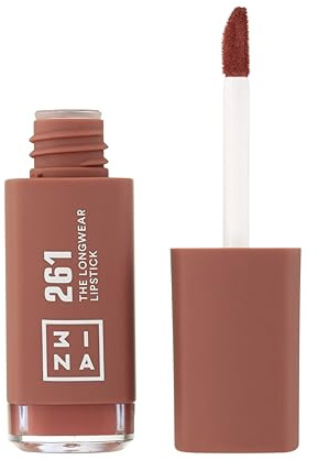 3INA MAKEUP - Vegan - Cruelty Free - The Longwear Lipstick 261 - Dunkle Nude - Lang anhaltender Flüssig-Lippenstift - Hochpigmentiert - 8H Lippenstift Matt - Intensive Farben - Stiftapplikator