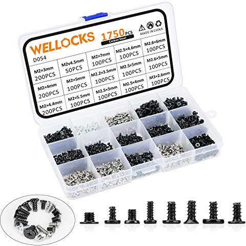 WELLOCKS Mini-Schrauben, M2, M2,2, M2,5, M2,6, M3, hochpräzise, selbstschneidende Schrauben, Mikroschrauben, winzige elektronische Schrauben, Sortimentsset, Karbonstahl für Maus- und Tastaturreparatur
