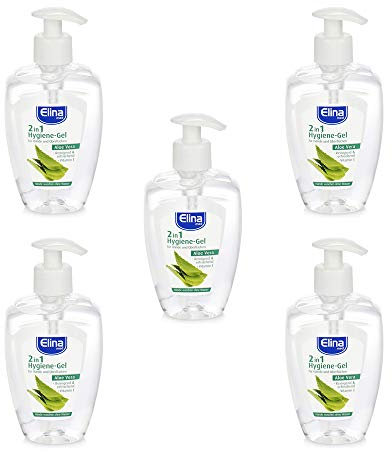 Elina med 300 ml Hygiene Handgel im Pump-Spender - Hand Hygiene-Gel für Handreinigung ohne Wasser in verschiedenen Packungseinheiten (5)
