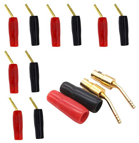 NA 10 Pcs 2mm Banana Plugs Screw Type Speaker Pin Connector Audio Speaker Cable Connector Adapter 5 Black and 5 Red