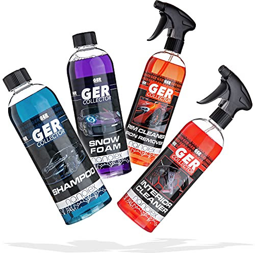 GERcollector made by Nanolex Wasch Set für Auto und Motorrad (Wash 750ml - Foam 750ml - Rim 750ml - Interior 750ml)