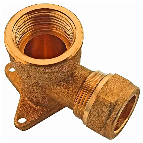 MegaHaustechnik Schraubfitting Kupferrohr, Wandwinkel, 15mm x 3/4 Zoll IG | Messing Klemmringverschraubung, Trinkwasser geeignet, für Rohr-Außendurchmesser 15mm, 3/4 Zoll Innengewinde