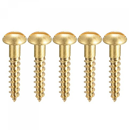 sourcing map 50 Stück Schlitz Rundkopf Holzschrauben M4 x 20mm Messing Blechschraube Halbrundkopf Linsenkopfschrauben