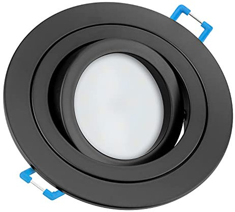 Tevea Premium Dimmbar Led Einbaustrahler Schwenkbar | IP44 5W 230V austauchbar Led Modul | Einbauleuchte auch fürs Bad (Matt Schwarz - Warmweiss)