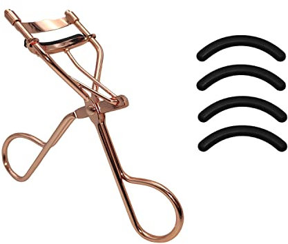 Erised's Bifrost Kunst Wimpernzange für Aus Edelstahl,Inkl 4 Ersatz Silikonpads,Lash Lift Eyelash Curler Ideal für Perfekt Geschwungene Wimpern,Wimpernlifting Set für Alle Augenformen(Roségold)