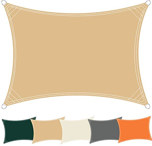 Sonnenschutz Sunsegel 6x6.5m, Sonnenschutz Schutzplane, atmungsaktiv Sonnenschutz Windschutz, inkl Befestigungsseile, für Garten, Outdoor - Creme Farben