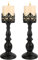 Candle Holders for Pillar Candles Gothic Matte Black Vintage Tall Candle Holders Set of 2 Decorative Large Table Centerpieces Candle Stand Decor (Black 2PCS A)