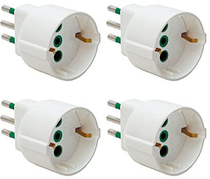 FANTON 82120-B4 set 4 adattatori da spina piccola bipasso 10A a schuko 16A presa italo/tedesca