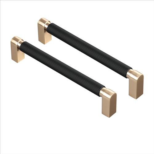 CILEYTION 10 Stück Griffe Für Küchenschränke, 128mm Bohrlochabstand Goldene und Schwarze Griffe, Küchengriffe Schwarz,Griffe Möbel und Möbelgriffe Schwarz