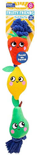 YöL Strawberry Lemon And Pear Summer Fruit Pet Plush Toy - Squeaker Rope Tug Toy Dog Puppy Soft Play, Durable