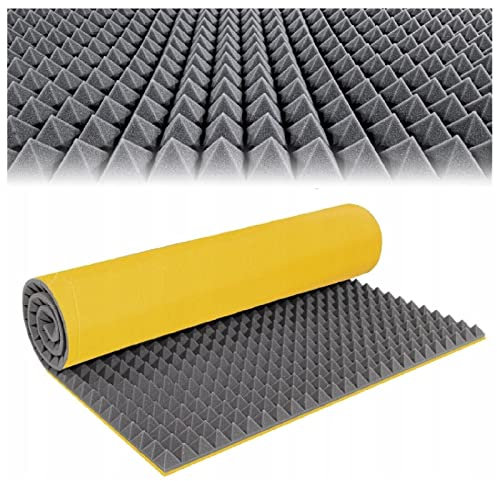 Dämmmatte Pyramiden Dämmung Noppenschaumstoff Akustikschaumstoff Selbstklebend Schallschutz Isolierung Schaumpyramide für Tonstudio 200x100 cm (Stärke 8 cm)