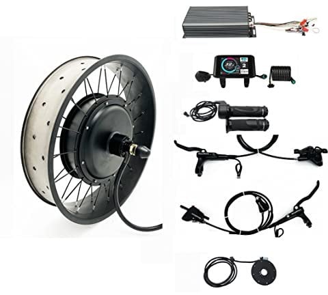HalloMotor 48V 60V 72V 3000W-5000W 20/24/26x4.0 Fat Wheel Ebike Conversion Kits für Fatbikes (24 * 4.0 Zoll, Nabenausfallbreite: 190 mm)