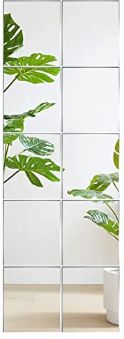 EONAZE Spiegelfliesen Selbstklebend Spiegel Kleben Mirror Wall Kunststoffspiegel Acrylic Wandspiegel Klebespiegel für die Wand Schrank Spiegel für Badezimmer Kinderzimmer, 15x23cm 10 Stück