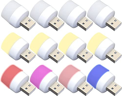 YUANQIAN 12 Stücke USB LED Licht, Mini USB LED Lampe,Flexible Licht für für Notebooks, Tablets, Powerbanks, PC -Nachtlampe, Leselampe, Laptoplampe (12pcs-led)